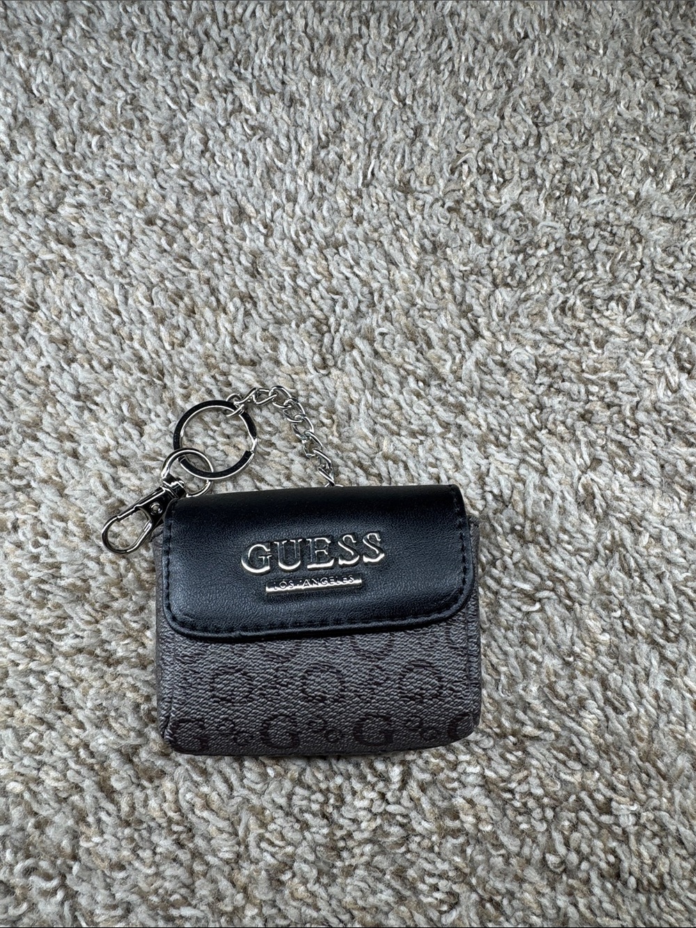 Guess Black and Dark Gray Logo Keychain AirPods Pro Case